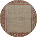 Square Machine Washable Traditional Light French Beige Brown Rug, wshtr951