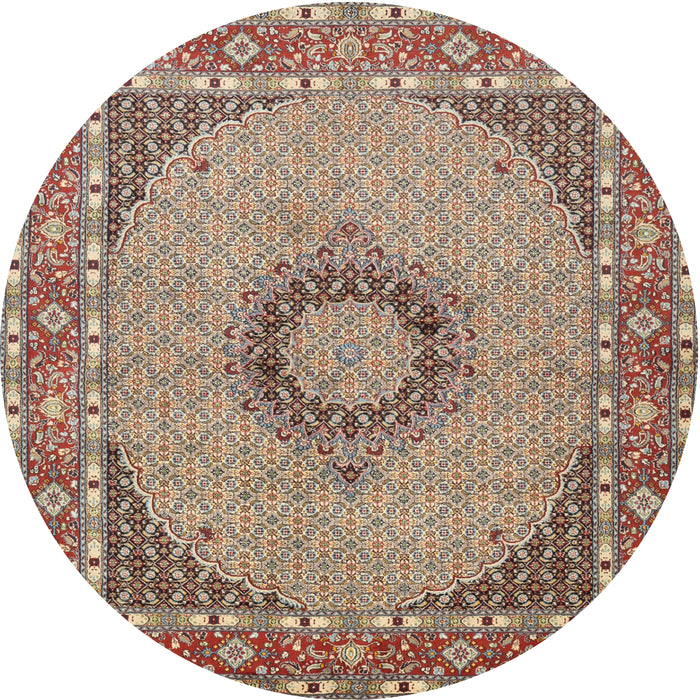 Square Machine Washable Traditional Light French Beige Brown Rug, wshtr952