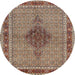 Round Traditional Light French Beige Brown Persian Rug, tr953