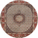 Round Traditional Light French Beige Brown Medallion Rug, tr956