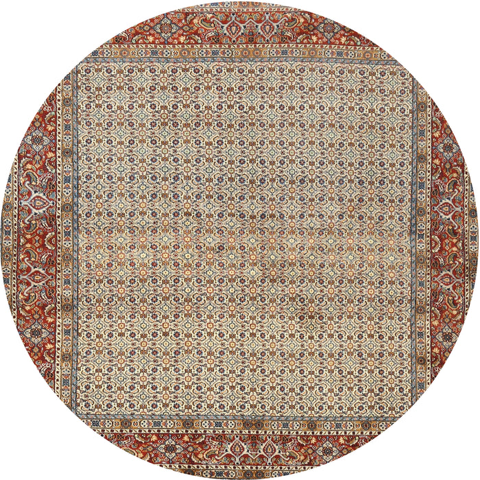Round Traditional Dark Sienna Brown Persian Rug, tr958