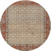 Round Traditional Dark Sienna Brown Persian Rug, tr958