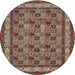 Round Traditional Camel Brown Persian Rug, tr959