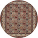 Square Machine Washable Traditional Camel Brown Rug, wshtr959