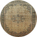 Round Traditional Reddish Brown Persian Rug, tr95