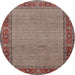 Round Traditional Light French Beige Brown Persian Rug, tr960