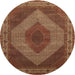 Round Traditional Saffron Red Persian Rug, tr965