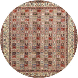 Square Machine Washable Traditional Brown Red Rug, wshtr969