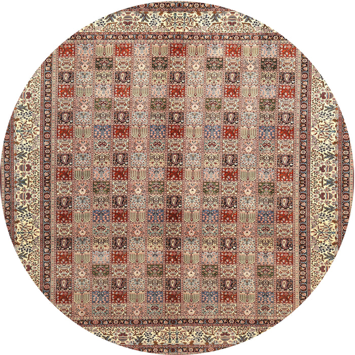 Square Machine Washable Traditional Brown Red Rug, wshtr969
