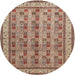 Square Machine Washable Traditional Brown Red Rug, wshtr969