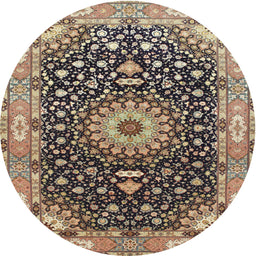 Square Machine Washable Traditional Dark Brown Rug, wshtr96