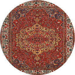 Square Machine Washable Traditional Dark Almond Brown Rug, wshtr970