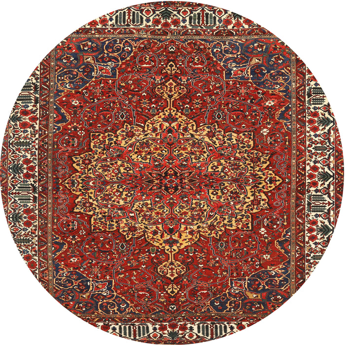 Round Traditional Dark Almond Brown Persian Rug, tr970