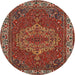 Round Traditional Dark Almond Brown Persian Rug, tr970