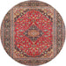 Round Traditional Camel Brown Persian Rug, tr973
