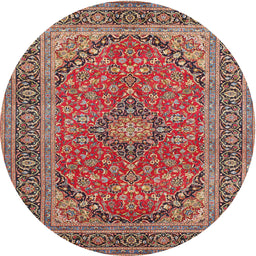 Square Machine Washable Traditional Camel Brown Rug, wshtr973