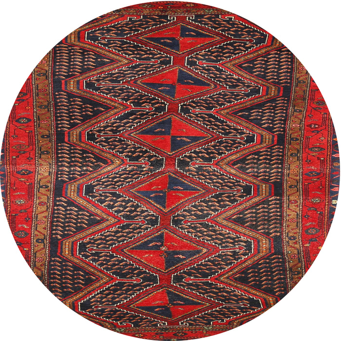 Round Traditional Chestnut Brown Persian Rug, tr976