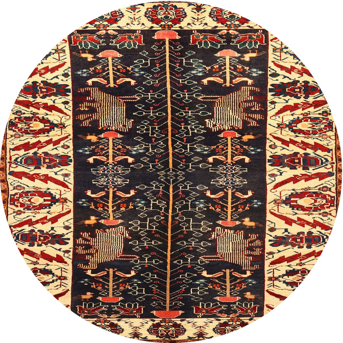 Round Traditional Metallic Gold Persian Rug, tr977