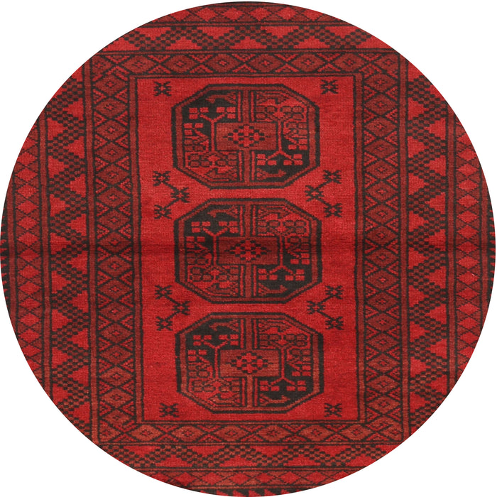 Round Traditional Saffron Red Southwestern Rug, tr978