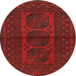 Square Machine Washable Traditional Saffron Red Rug, wshtr978