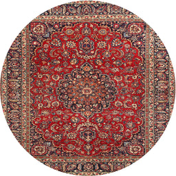 Round Traditional Orange Salmon Pink Persian Rug, tr979