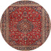 Round Traditional Orange Salmon Pink Persian Rug, tr979