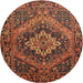 Round Traditional Red Persian Rug, tr97