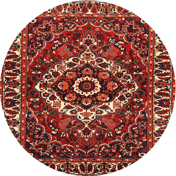 Round Traditional Dark Almond Brown Persian Rug, tr980
