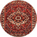 Round Traditional Dark Almond Brown Persian Rug, tr980