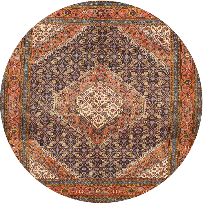 Round Traditional Saffron Red Persian Rug, tr981