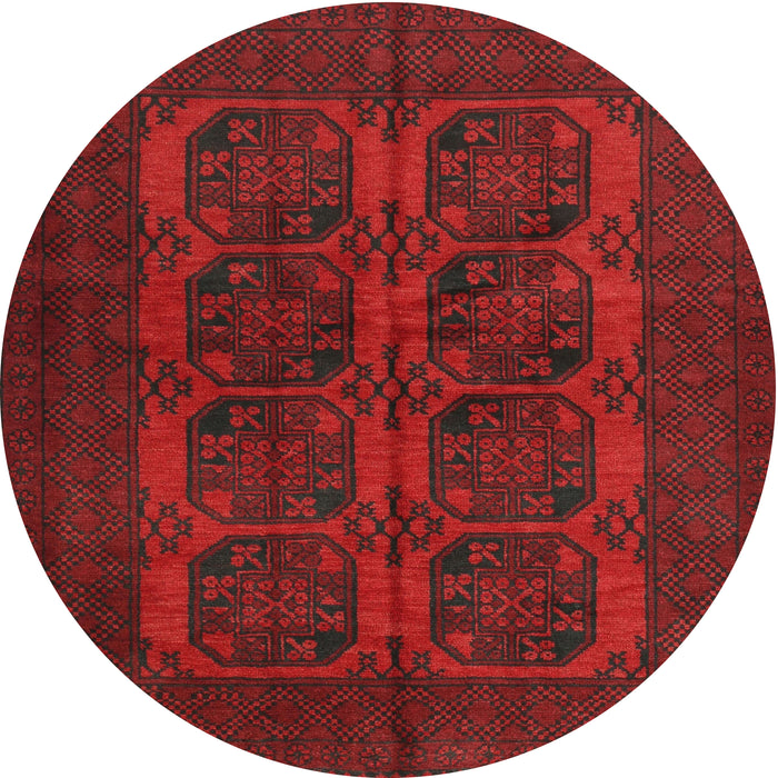 Round Traditional Saffron Red Persian Rug, tr982