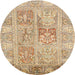 Round Traditional Brown Gold Persian Rug, tr983