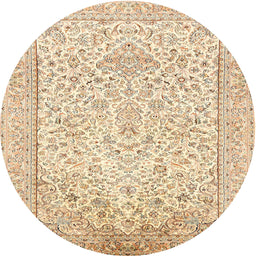 Square Machine Washable Traditional Khaki Gold Rug, wshtr984