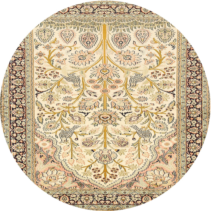 Round Traditional Khaki Gold Persian Rug, tr985