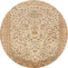 Round Traditional Brown Gold Persian Rug, tr986