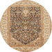 Round Traditional Sienna Brown Animal Rug, tr987