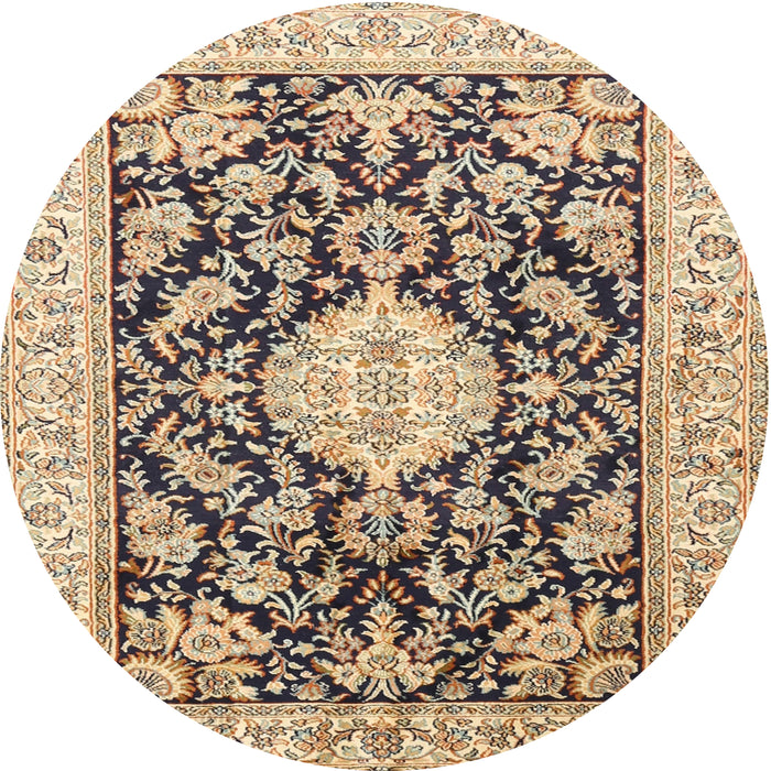 Round Traditional Chestnut Brown Medallion Rug, tr988