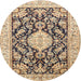 Round Traditional Chestnut Brown Medallion Rug, tr988