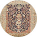 Round Traditional Chestnut Brown Animal Rug, tr989