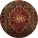 Square Machine Washable Traditional Saddle Brown Rug, wshtr98