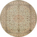 Round Traditional Brown Persian Rug, tr990