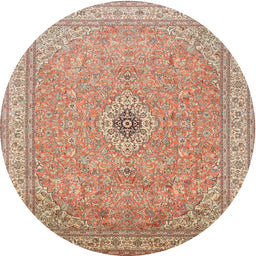 Round Traditional Brown Medallion Rug, tr991