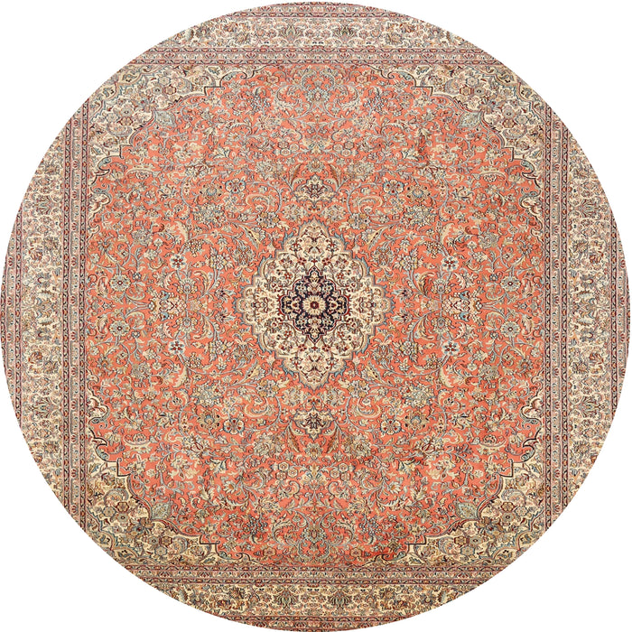 Round Traditional Brown Medallion Rug, tr991