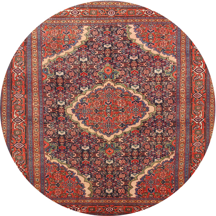 Round Traditional Orange Salmon Pink Medallion Rug, tr992