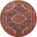 Round Traditional Orange Salmon Pink Medallion Rug, tr992