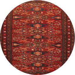 Square Machine Washable Traditional Brown Red Rug, wshtr994