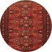 Round Traditional Brown Red Persian Rug, tr994