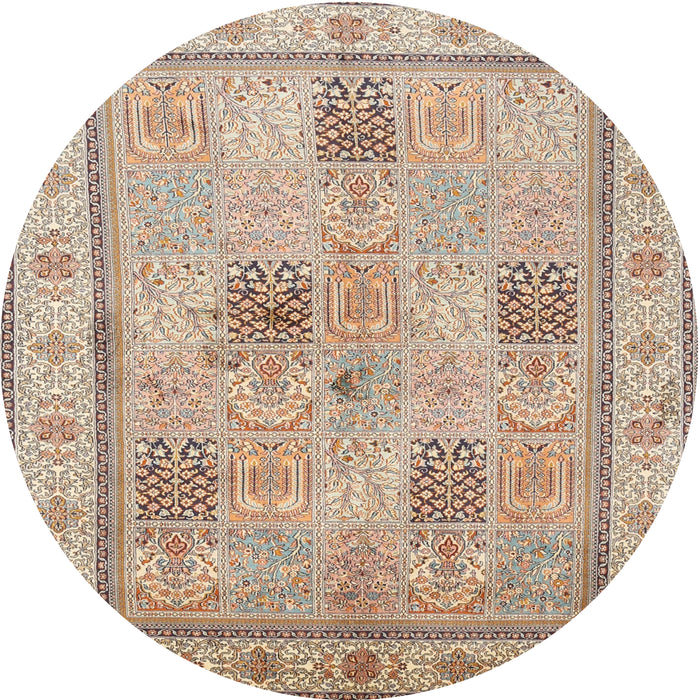 Round Traditional Brown Persian Rug, tr996