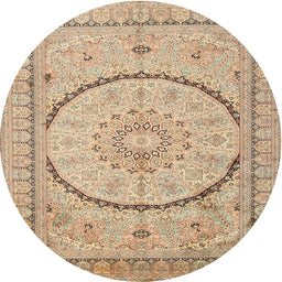 Square Machine Washable Traditional Brown Gold Rug, wshtr997