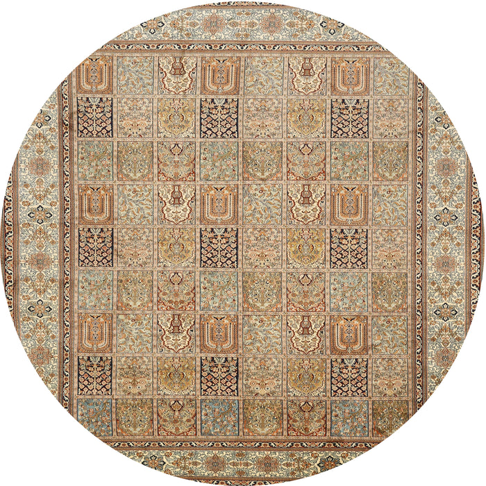 Round Traditional Sienna Brown Persian Rug, tr998